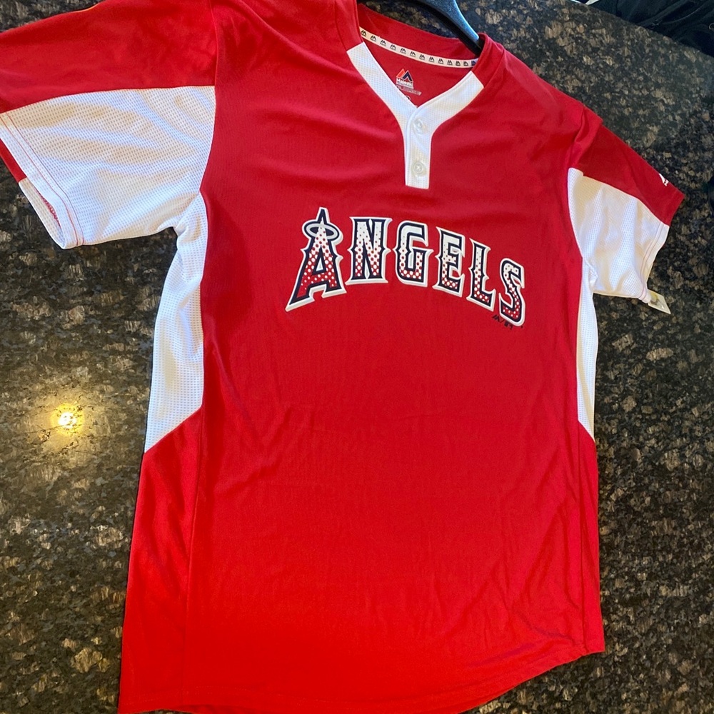 Unisex NWT Angels Baseball Jersey Shirt Sz Large Cool Base Material